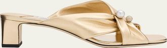 Jimmy Choo London 45mm Rafi Metallic Leather Mules