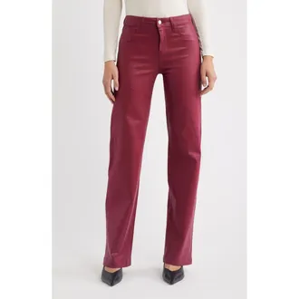 L'agence Scottie High Waist Coated Wide Leg Jeans in Rhododendron Coated at Nordstrom, Size 34