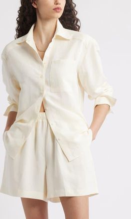 Nordstrom Button-Up Shirt in Ivory Tofu at Nordstrom, Size Large