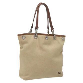 Burberry Pre-owned Tote Bags, female, Beige, Size: ONE SIZE Pre-owned Vintage Canvas Tote Bag