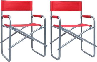 vidaXL Directors Chairs 2 pcs Steel Red vidaXL