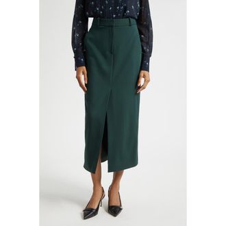 Veronica Beard Maxine Front Slit Skirt in Pine at Nordstrom, Size 00