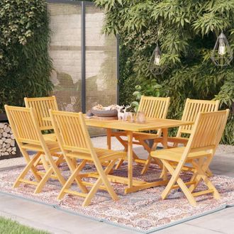 vidaXL Conjunto De Comedor De Jard&iacute;n 7 Piezas Madera Maciza De Teca Vidaxl