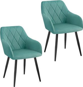 Woltu Sillas De Comedor Silla Reposabrazos Silla Tapizada Con Respaldos Sillas Nordicas Silla Para Comedor Sal&oacute;n Dormitorio Cocina Pasillo Turquesa Terciope