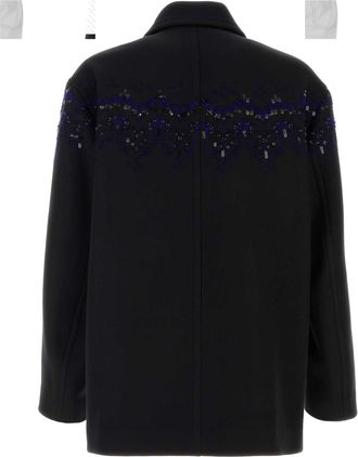 Dries Van Noten Mens Black Wool Blend Randale Coat Cappotti