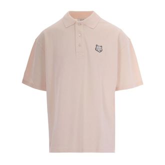 Maison Kitsun&eacute; Polo Shirts, male, Pink, Size: S Fox Head Polo