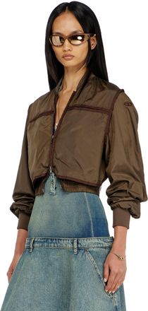 Diesel Nylon jacket with tonal taping - Jackets - Woman - Brown
