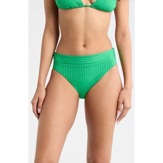 Sanctuary Banded Rib Hipster Bikini Bottoms in Aloe at Nordstrom, Size X-Large