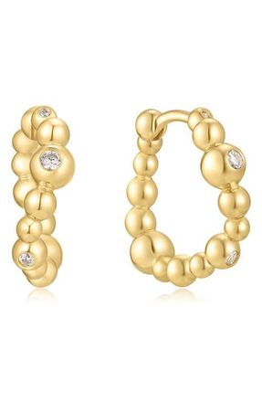 Ania Haie Beaded Huggie Hoop Earrings in Shiny Gold at Nordstrom