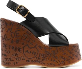 Chloé 130mm Maxime wedge sandals - women - Leather - 40 - Black