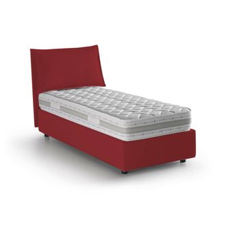 Dmora Cama Individual Dmangone, Cama Contenedor Con Revestimiento De Tela, 100% Made In Italy, Apertura Lateral, Con Colch&oacute;n 80x190 Cm Incluido, Rojo - Dmor
