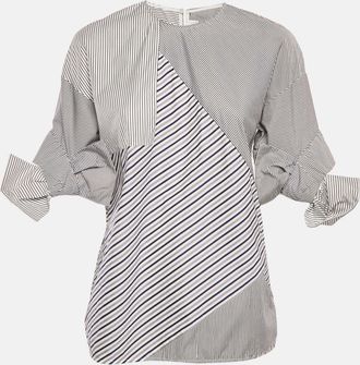 Victoria Beckham Blue Striped Cotton Patchwork Shirt