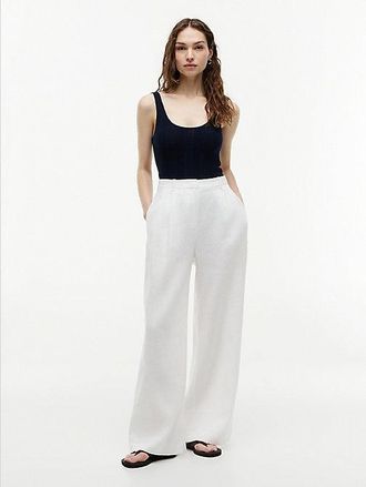 Tommy Hilfiger Linen Blend Tailored Wide Leg Trousers