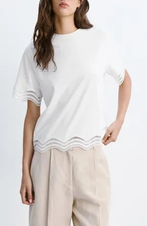 Mango Open Stitch Top in White at Nordstrom, Size X-Large