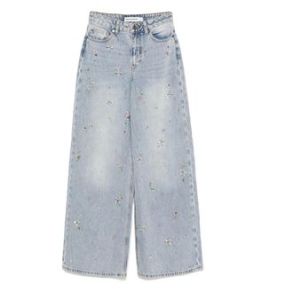 Self Portrait Jeans, Dames, Blauw, W26, Katoen, Blauwe Kristal Bloemen Jeans