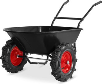 Best Choice Products Heavy Duty Dual-Wheel Wheelbarrow Garden Cart w/Built in Stand, 500lb Capacity, Extra Large Wheels