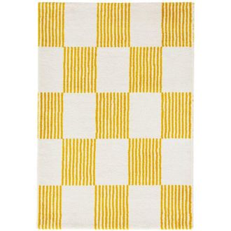 Sweeek Yellow and white checkerboard interior carpet, Fergew, 290x200 cm