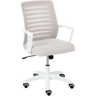 Beliani Office Chair Light Grey Mesh Fabric Upholstery Swivel Tilting Backrest Adjustable Height Home Office RADIANT