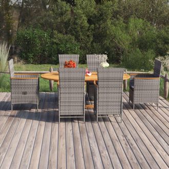 vidaXL Juego De Comedor De Jard&iacute;n 7 Piezas Rat&aacute;n Sint&eacute;tico Gris Vidaxl