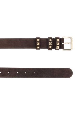 Valentino Garavani Studded Suede Belt - Brown