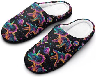 Generic Colorful Dinosaur Womens Slippers Warm House Slippers Indoor House Shoes with Anti-Skid Rubber Sole