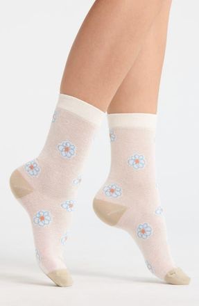 Casa Clara Love Camilla Floral Mesh Crewsocks at Nordstrom