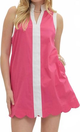 Entro Scallop Detail Trim Dress In Pink /white