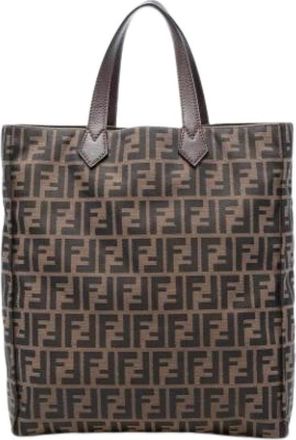 Fendi Pre-owned Tote Bags, female, Brown, Size: ONE SIZE Pre-owned Canvas Tote Bag