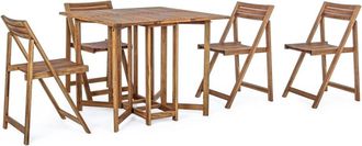 BIZZOTTO Juego de mesa plegable y 4 sillas de madera natural
