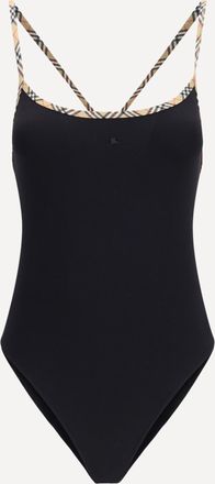 Burberry Costume da Bagno intero con profili Check Woman S