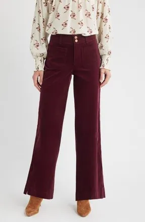 Wit & Wisdom Emma AbSolution Wide Leg Corduroy Pants in Plum at Nordstrom Rack, Size 16P