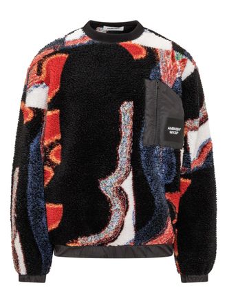 AMBUSH abstract-print faux-shearling sweatshirt - Black