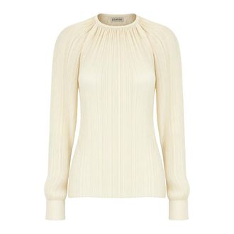 Lanvin Top de Charmeuse Plisado - Blouses & Shirts - Mujer - Beige - XS