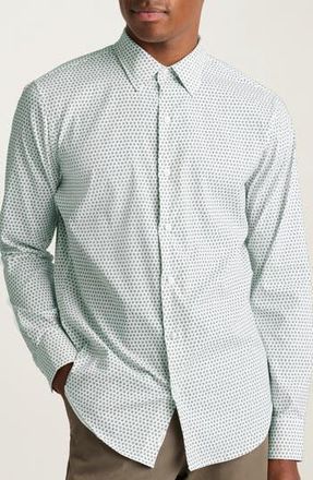 Bonobos Tech Slim Fit Solid Button-Up Shirt in White/Green at Nordstrom Rack, Size Medium