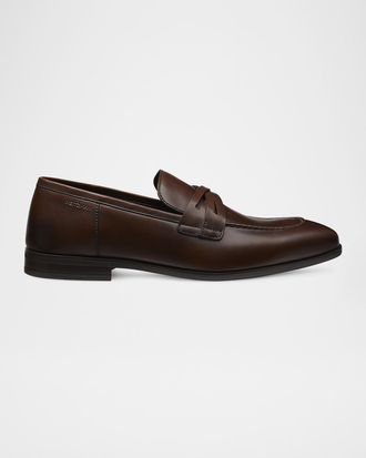 Stuart Weitzman Men & apos;s Simon Crisscross Leather Penny Loafers