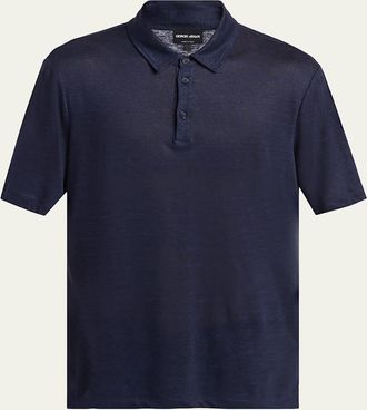 Giorgio Armani Mens Linen Classic-Fit Polo Shirt