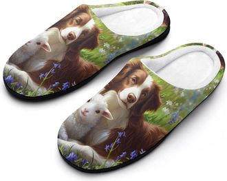 Generic Border Collie Dog Sheep Womens Slippers Warm House Slippers Indoor House Shoes with Anti-Skid Rubber Sole