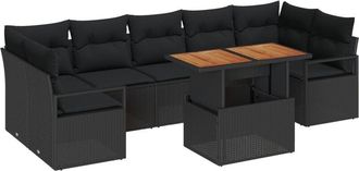 vidaXL Garden Sofa Set with Storage 8 pcs Black Poly rattan Vidaxl