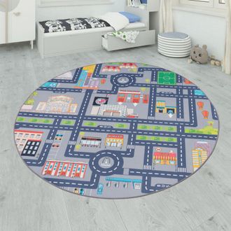 Paco Home Paco Home Alfombra Infantil De Juegos Habitación Infantil Motivo Carreteras Coches Gris 200x290 cm