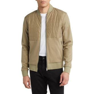 BOSS Skiles Quilted Bomber Jacket in Light/Pastel Green at Nordstrom Rack, Size Medium