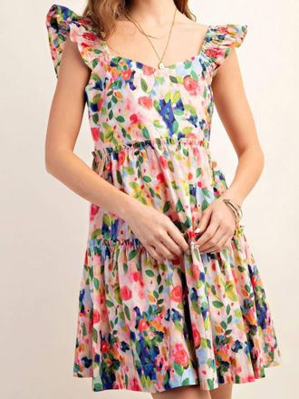 Greek Archaic Kori Sleeveless Floral Print Dress In Multi