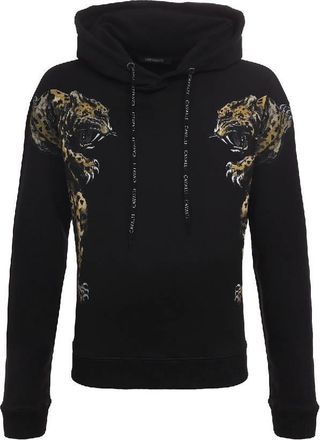 Roberto Cavalli Leopard Graphic Print Cotton Hoodie, Size X-Large