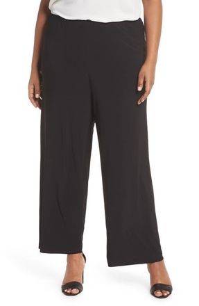 Alex Evenings Matte Jersey Straight Leg Pants in Black at Nordstrom, Size 2X