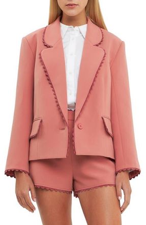 English Factory Rickrack Edge One-Button Blazer in Dusty Rose at Nordstrom, Size X-Small