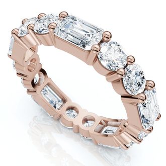 Pompeii3 5 3/4 Ct Emerald & Round Diamond Eternity Ring 14k Gold Lab Grown Stackable Band