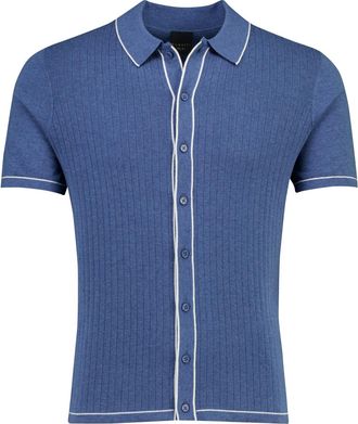 Bugatti poloshirt doorknoops Bugatti blauw witte rand knitted