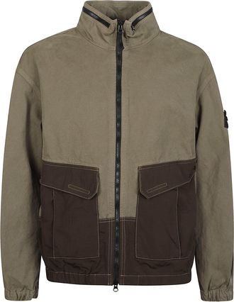 Stone Island Overshirt Two-Tone Cotton Stand Collar Jacket