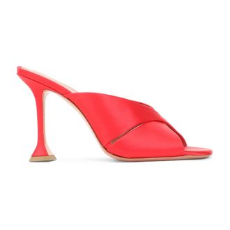 Amina Muaddi Heeled Mules, female, Red, Size: 8 1/2 US Salma Slipper 95