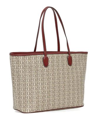 Pedro del Hierro monogram-pattern leather-trimmed tote bag - Neutrals