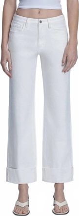 Flying Monkey Womens Cuffed Slim Wide Leg Jeans In Optic White